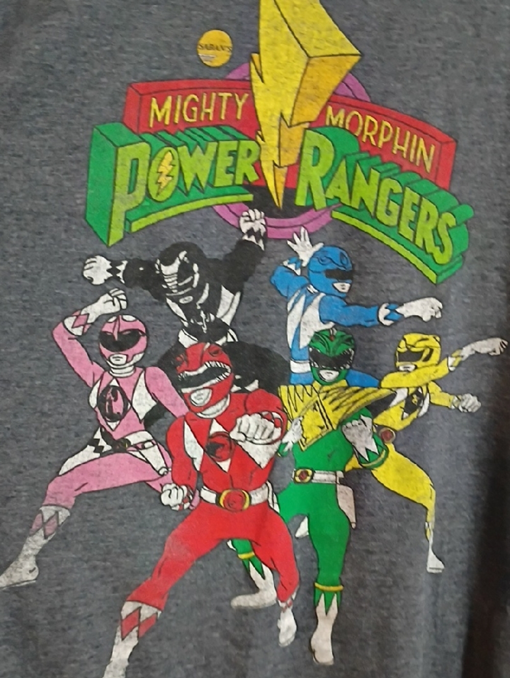 Mighty Morphin Power Rangers Men'raphic Tee Gray + Size L Short Sleeve Crew Neck